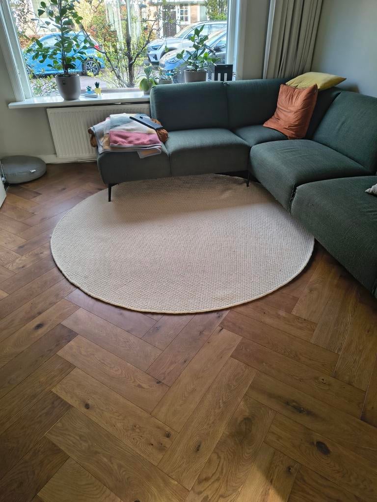 Rond vloerkleed van wol, gebroken wit, 195 cm, Ophalen of Verzenden