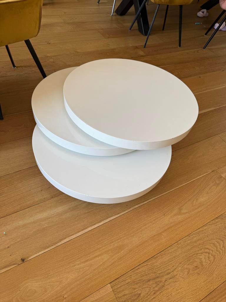 Salontafel met 3 draaibare cirkels, Huis en Inrichting, Tafels | Salontafels, Ophalen, Overige materialen, Gebruikt, Rond