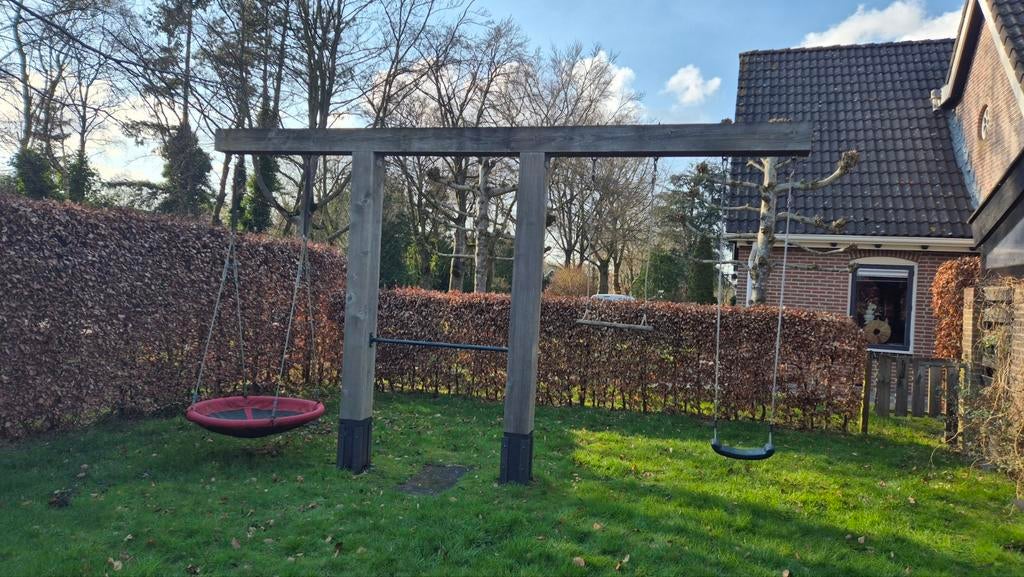 Robuuste schommel van Douglas palen 20x20 cm, Ophalen, Gebruikt, Schommel