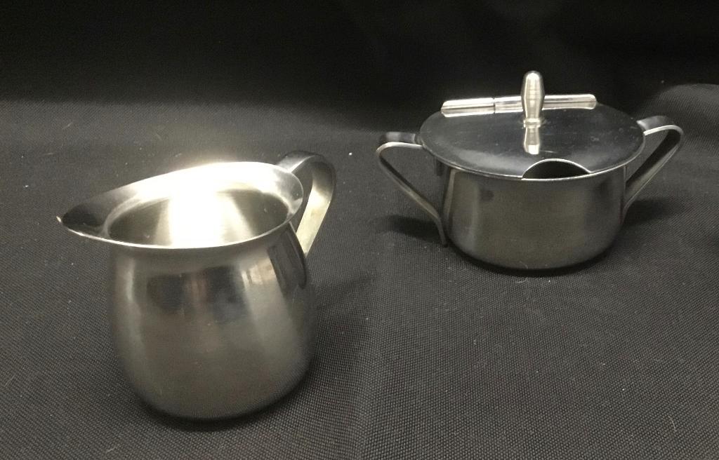 RVS melk en suikerpotje, Overige materialen, Overige typen, Ophalen of Verzenden, Zo goed als nieuw