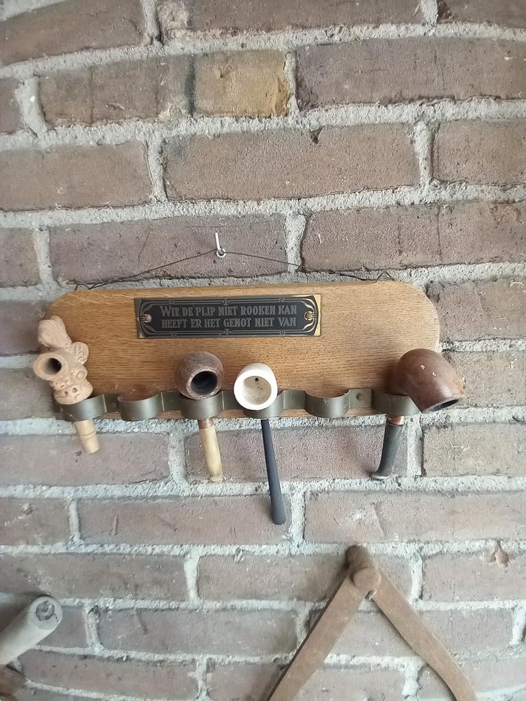 Vintage pijpenrek met spreuk, Ophalen of Verzenden