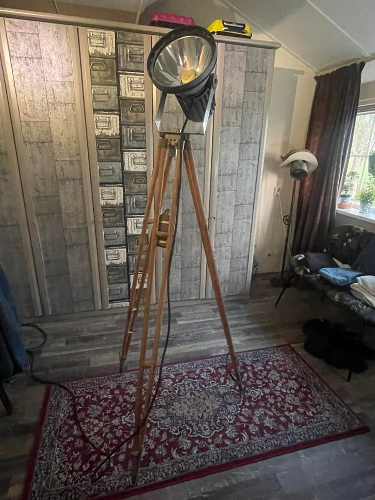 Vintage statieflamp - Decoratieve vloerlamp, Huis en Inrichting, Ophalen of Verzenden, Gebruikt, Hout, 150 tot 200 cm