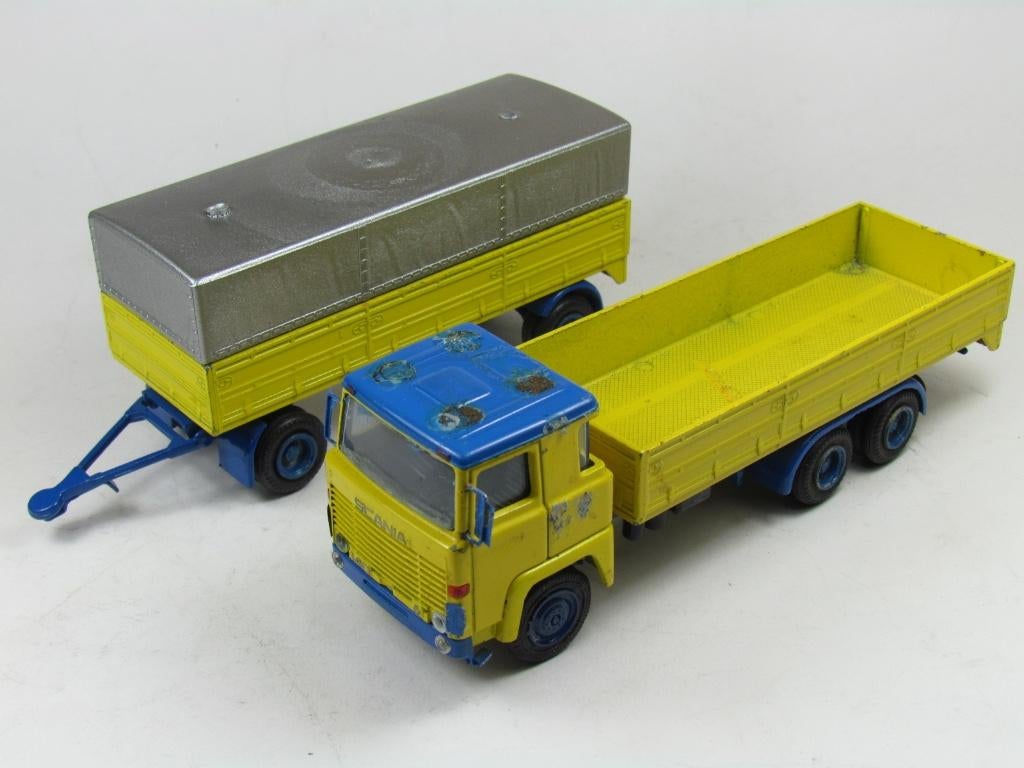 Nacoral Scania LBS140 motorwagen met aanhanger, Hobby en Vrije tijd, Modelauto's | 1:50, Ophalen of Verzenden, Gebruikt, Bus of Vrachtwagen