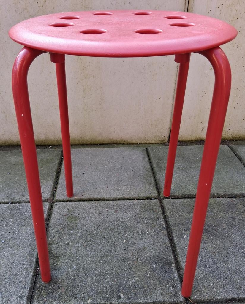 Rode vintage Ikea kruk, Ophalen of Verzenden