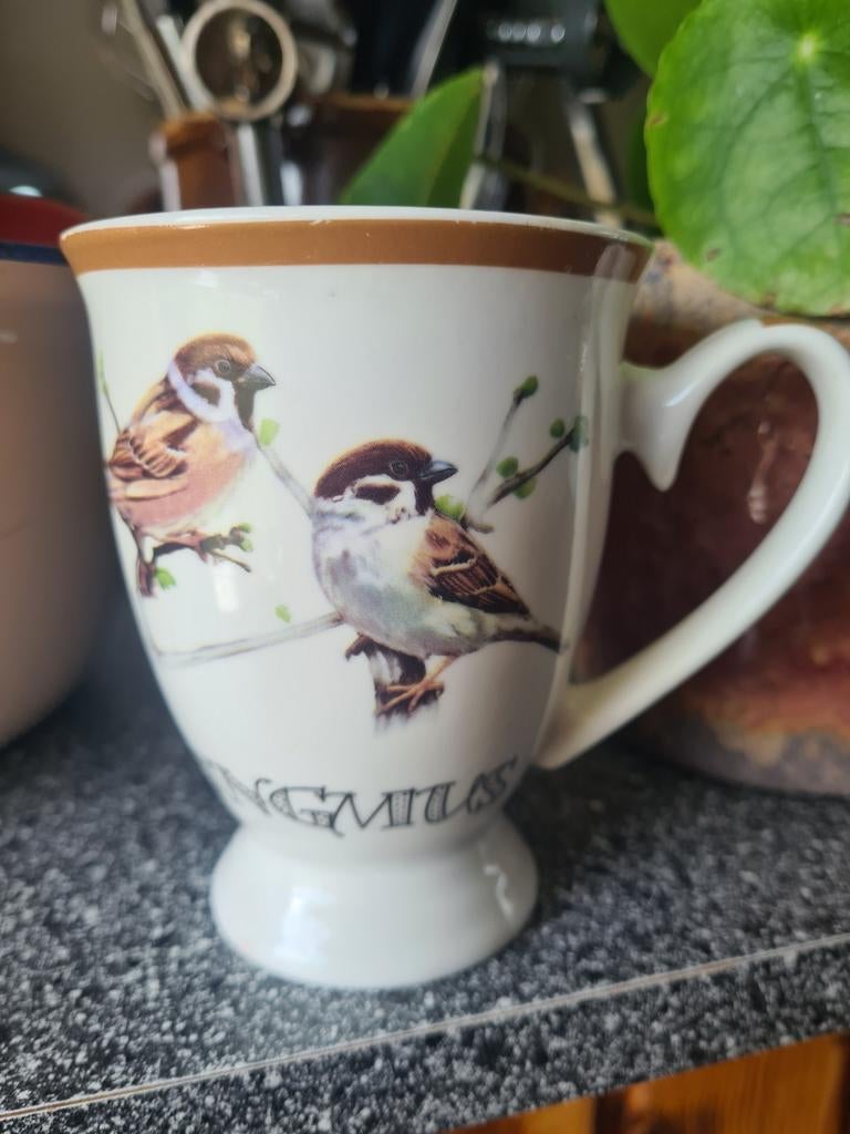 Hollandse Vogels- Mok 'Ringmus' door Elles, Ophalen of Verzenden, Zo goed als nieuw, Overige stijlen, Kop(pen) en/of Schotel(s)