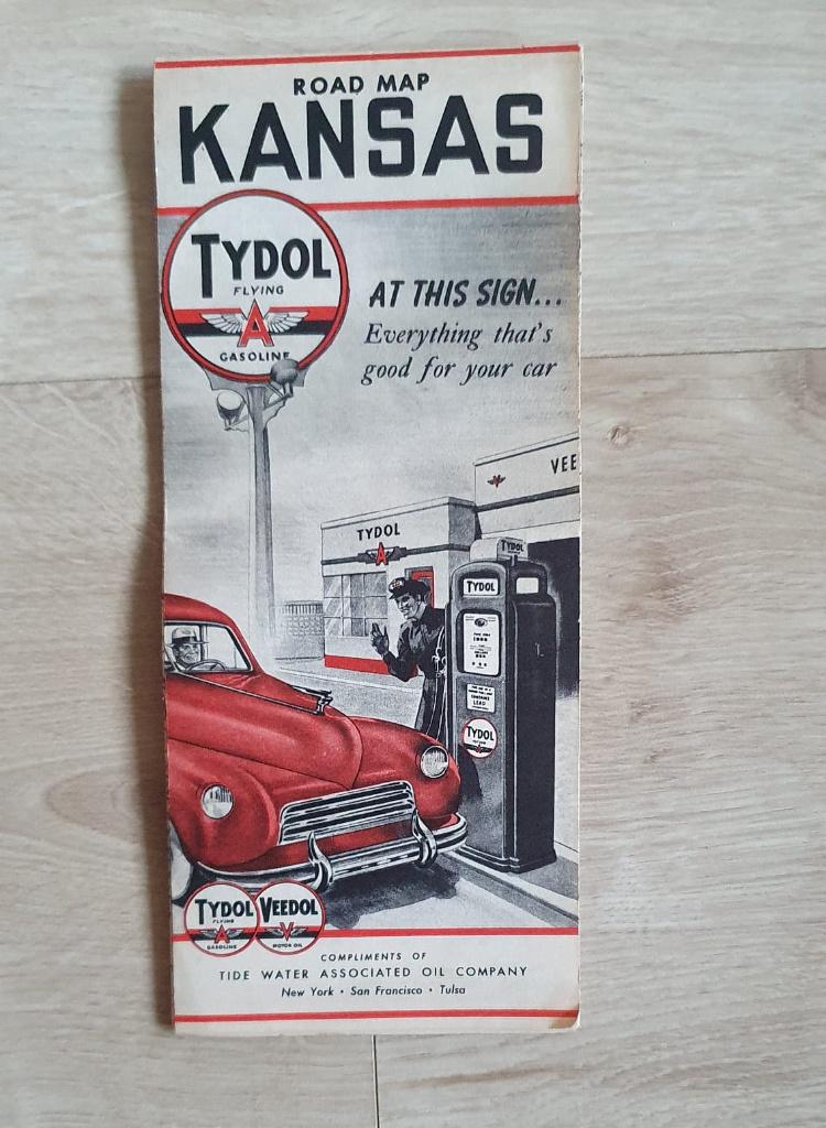 Roadmap Kansas Tydol Flying A 1948, Ophalen of Verzenden, Gebruikt, Auto's
