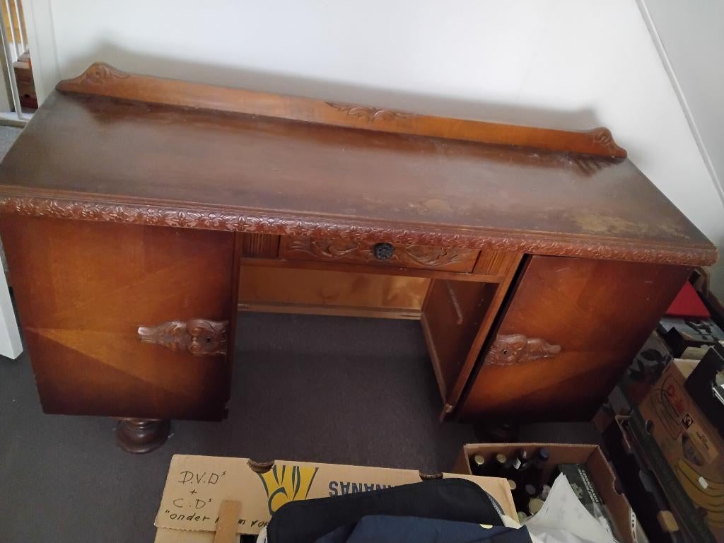 Oud buro vintage jaren 50 of 60, Huis en Inrichting, Ophalen, Gebruikt, Hout, Antiek
