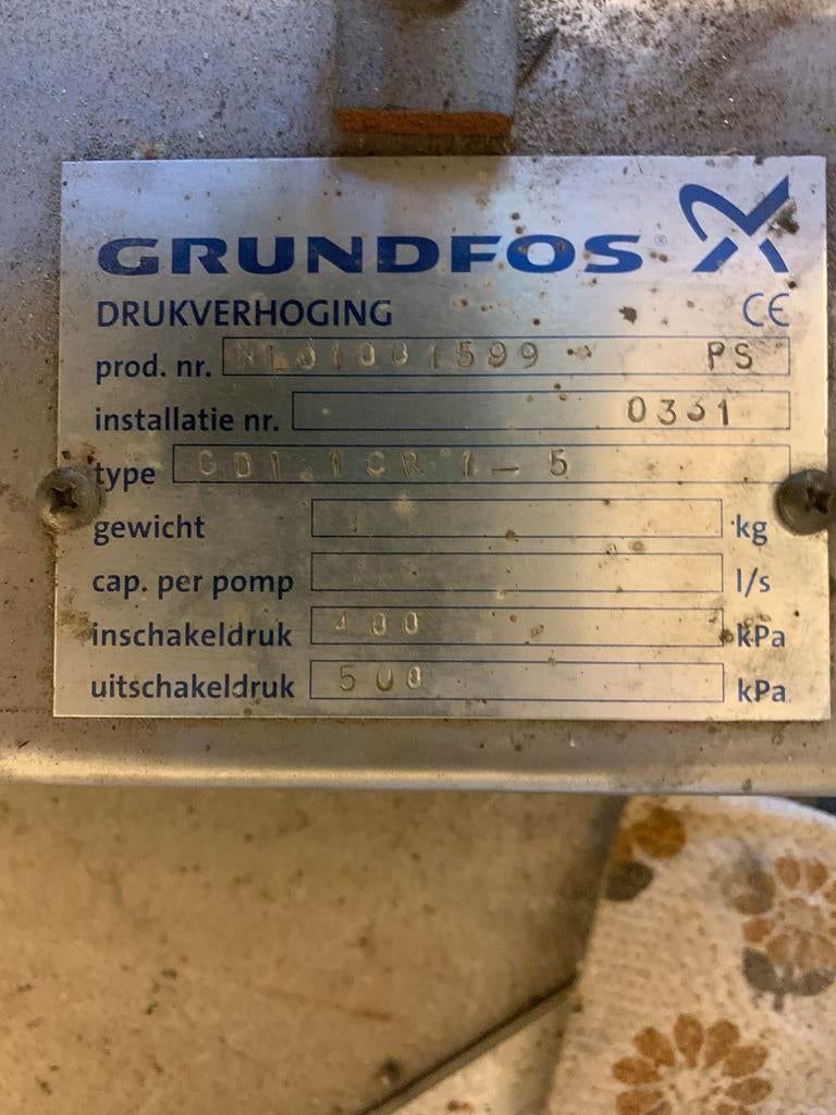 Grundfos Drukverhogingspomp - Type GD1.1CR1-5, Ophalen, Gebruikt, Elektrisch, Hydrofoorpomp