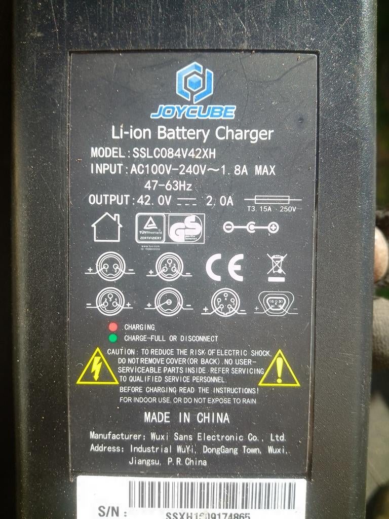 Joycube Li-ion E-bike Oplader 42V 2A - 5-pins, Ophalen of Verzenden, Gebruikt