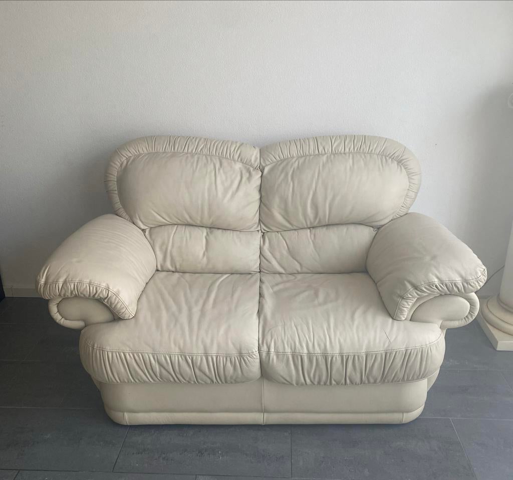 Echt leren tweezits bank 150 cm breed, Gebruikt, 150 tot 200 cm, Tweepersoons, Ophalen of Verzenden