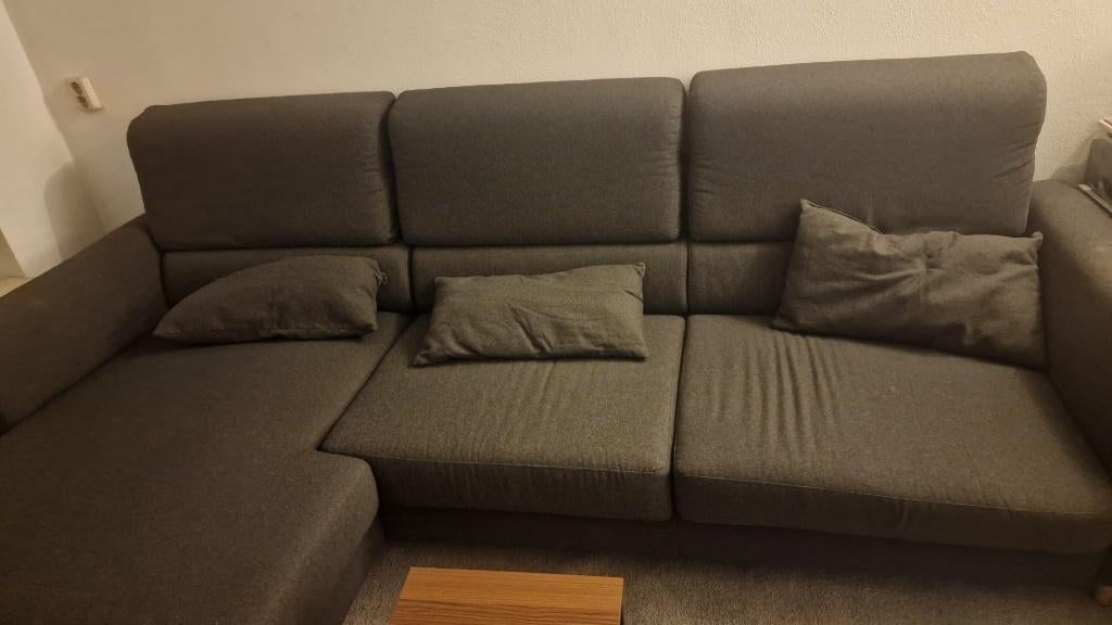Grijze L- vormige Bank te koop, Huis en Inrichting, Banken | Bankstellen, Ophalen, 250 tot 300 cm, Gebruikt, Hoekbank