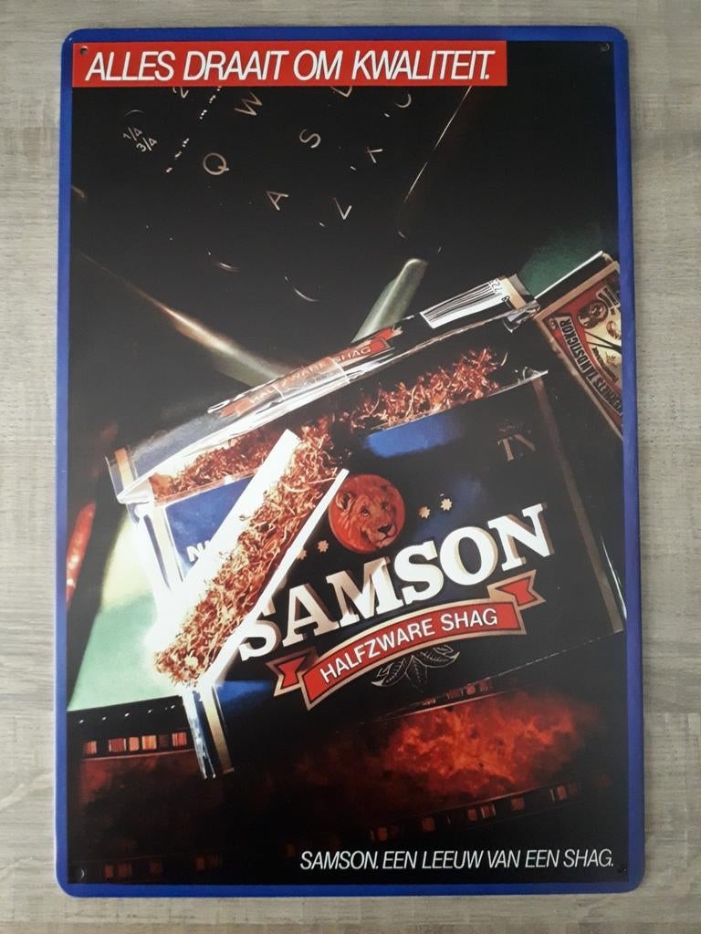 Samson Halfzware Shag 20x30 cm Reclamebord, Ophalen of Verzenden, Nieuw, Reclamebord
