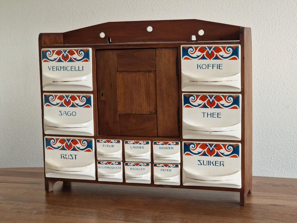 Vintage kruidenkast Societe Ceramique Maastricht jaren '50, Antiek en Kunst, Ophalen