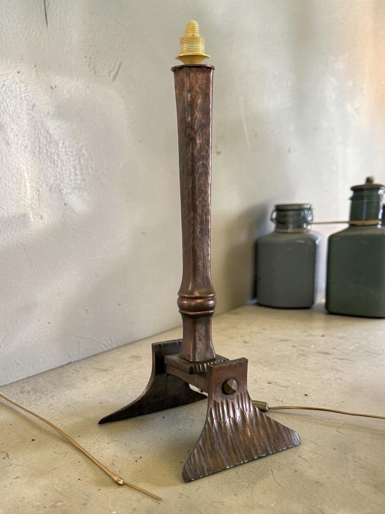 Brutalist Tafel/Vloerlamp Brons Gepatineerd Metaal, Ophalen of Verzenden