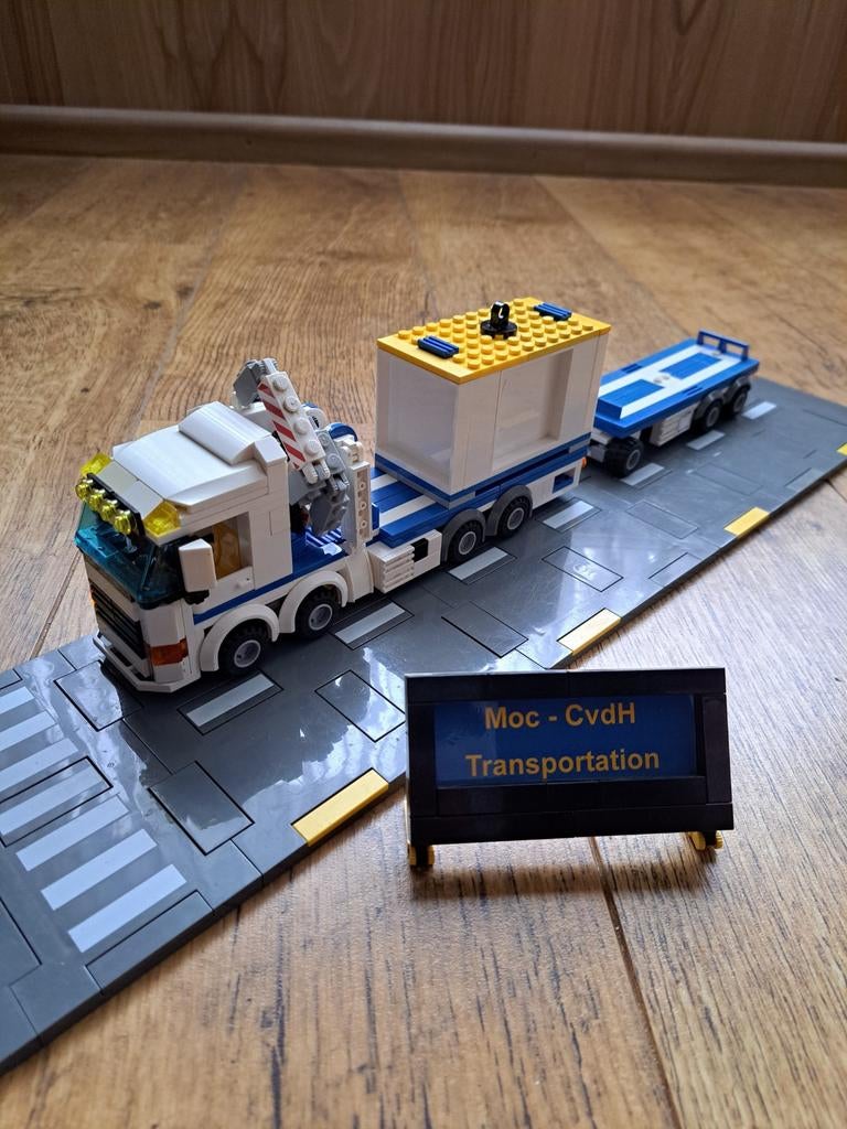 Lego City MOC bakwagen met laadkraan en aanhanger, City, Lego, Ophalen of Verzenden, Zo goed als nieuw