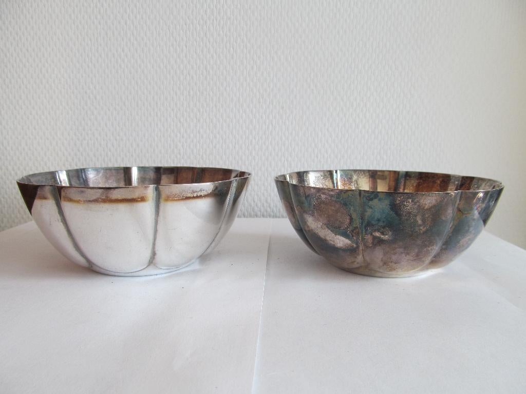Gero, twee verzilverde kommen., Ophalen, Zilver