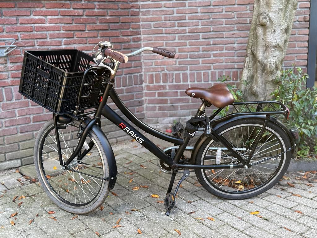 RAAKS CARGO 24” Kinderfiets met mand - Zwart, Ophalen, Gebruikt, 24 inch, Handrem