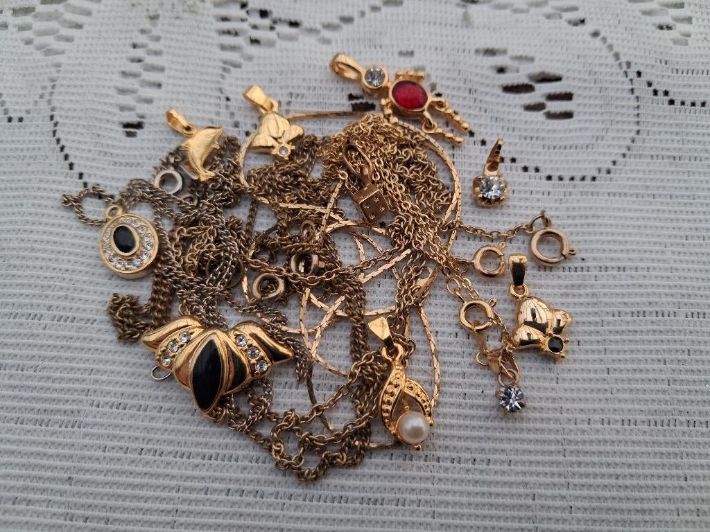 Lot vintage sieraden, Sieraden, Tassen en Uiterlijk, Antieke sieraden, Verzenden, Overige materialen, Hanger, Met edelsteen