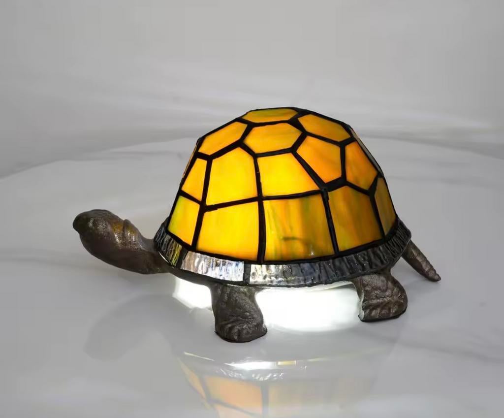 Schildpad Oranje Glas-in-Lood Lamp – Uniek & Sfeervol NIEUW!, Verzenden, Nieuw