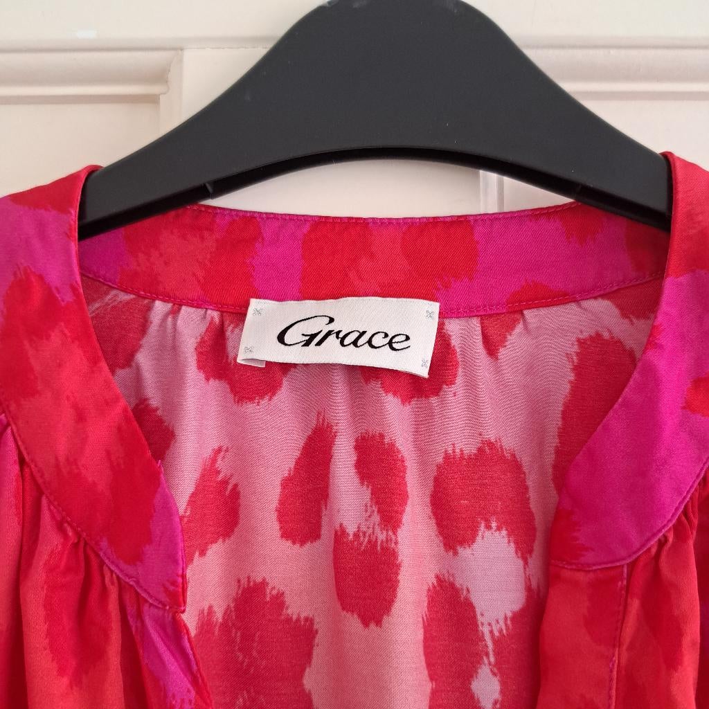 Grace maxi dress statement panter print roze groen L 49426, Grace, ., Maat 42/44 (L), Ophalen of Verzenden