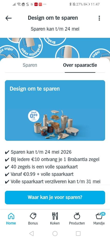 Brabantia 16 zegels spaaractie Albert Heijn, Verzamelen, Supermarktacties, Albert Heijn, Verzenden