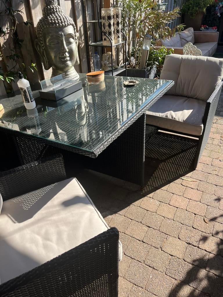 Tuinset met 3 stoelen, Tuin en Terras, Gebruikt, 3 zitplaatsen, Ophalen of Verzenden, Wicker