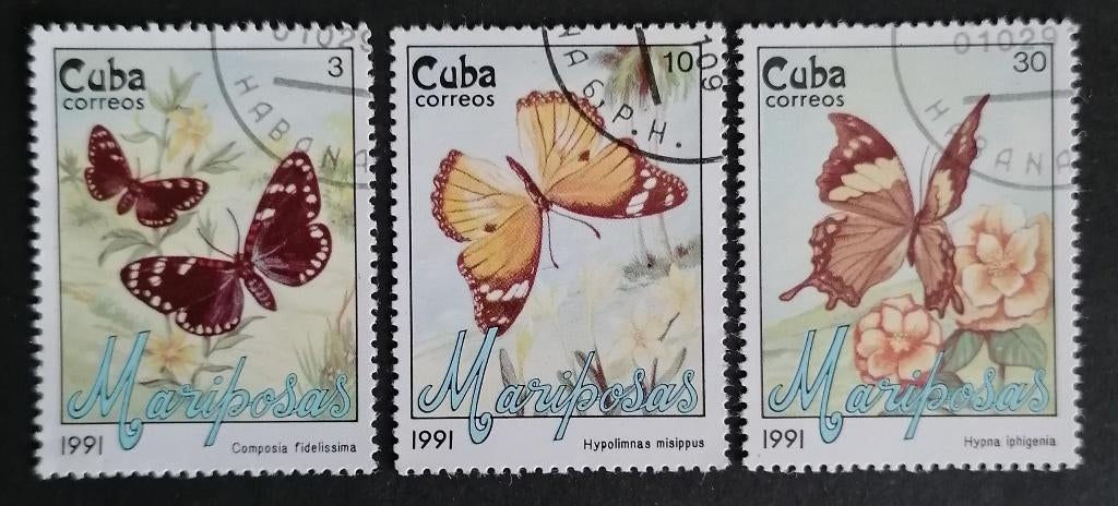 CUBA - vlinders 1991, Verzenden, Gestempeld, Noord-Amerika
