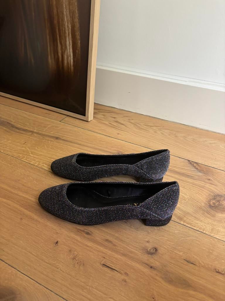 Zara glitter ballerina, loafers, platte flats,slip ons 36/37, Nieuw, Ophalen of Verzenden, Instappers, Zwart