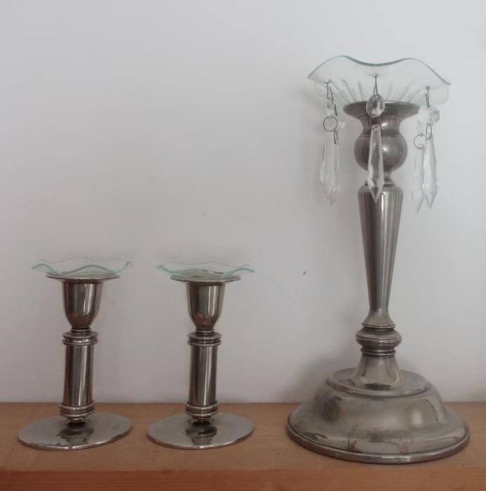 Kandelaars, deels verzilverd, Oosterveldweg 15, 7274 DZ, Verzenden, Zo goed als nieuw, Metaal