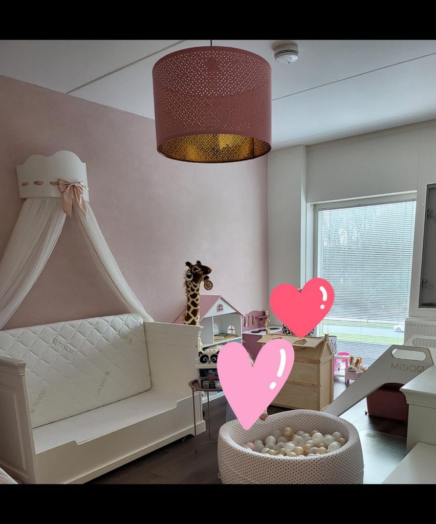 Grote IKEA NYMÖ lampenkap 60 cm roze met goud hanglamp Nymo, Ophalen of Verzenden, Zo goed als nieuw