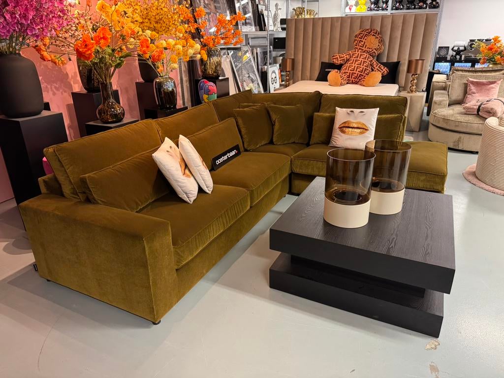 ACTIE Luxe Velvet Hoekbank Pocket 310x250cm Groen Green Moss, Info@oosterbaanwonen.nl, Venus 31 8448CE Heerenveen, Hoekbank, Oosterbaan Wonen