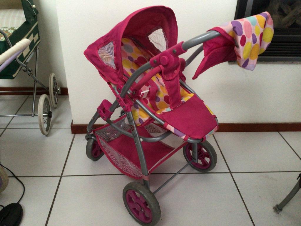 3 in 1 poppenwagen, lila/paars met gekleurde dots, Ophalen, Gebruikt, Babypop