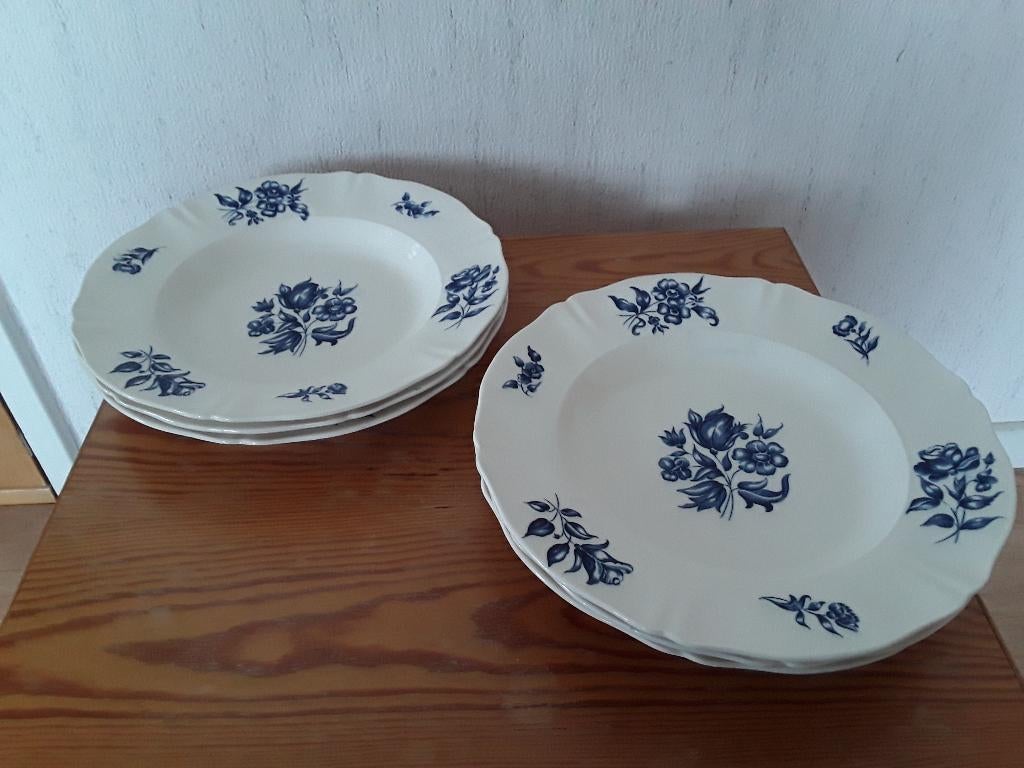 6 soepborden Petrus Regout Bouquet Bleu, Ophalen of Verzenden