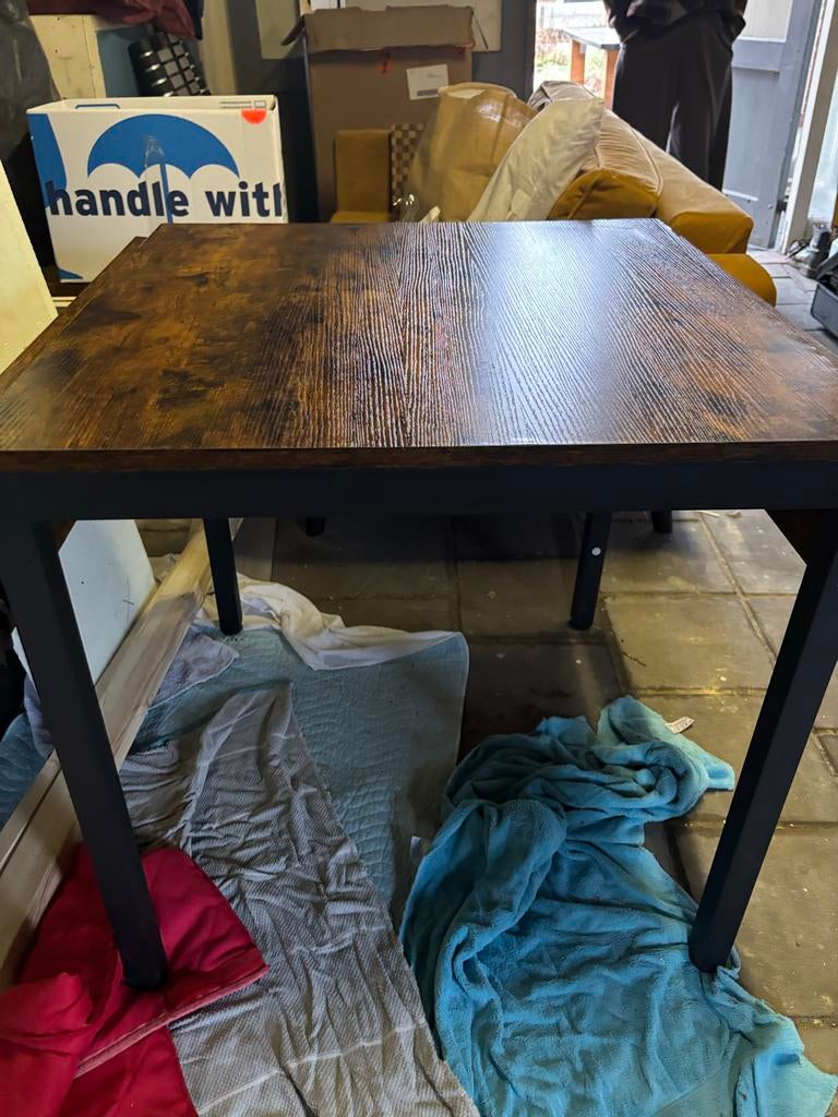 Uitschuifbare Eettafel met houten blad, Huis en Inrichting, Tafels | Eettafels, Ophalen, Overige materialen, Gebruikt, 100 tot 150 cm
