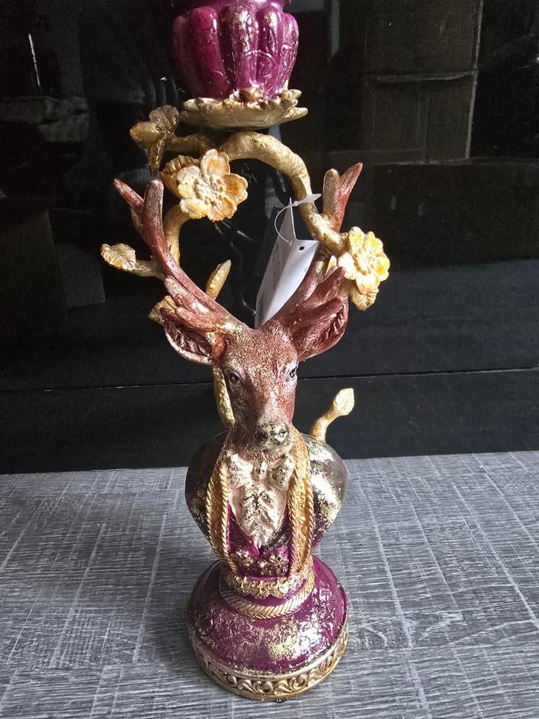 Decoratieve kandelaar met hert, Ophalen of Verzenden, Nieuw, Overige materialen, 25 tot 50 cm