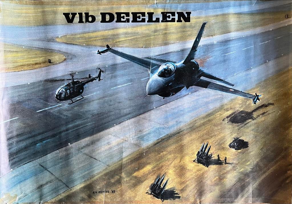 Poster Vliegbasis Deelen - 47,5x34 cm N.M. Peeters, Verzamelen, Ophalen, Luchtmacht, Nederland