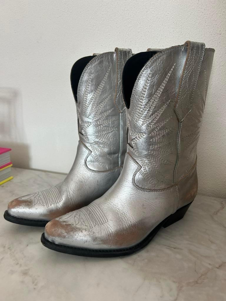Golden goose wish star cowboy laarsjes. Zilver maat 38, Kleding | Dames, Schoenen, Ophalen, Overige kleuren, Lage of Enkellaarzen