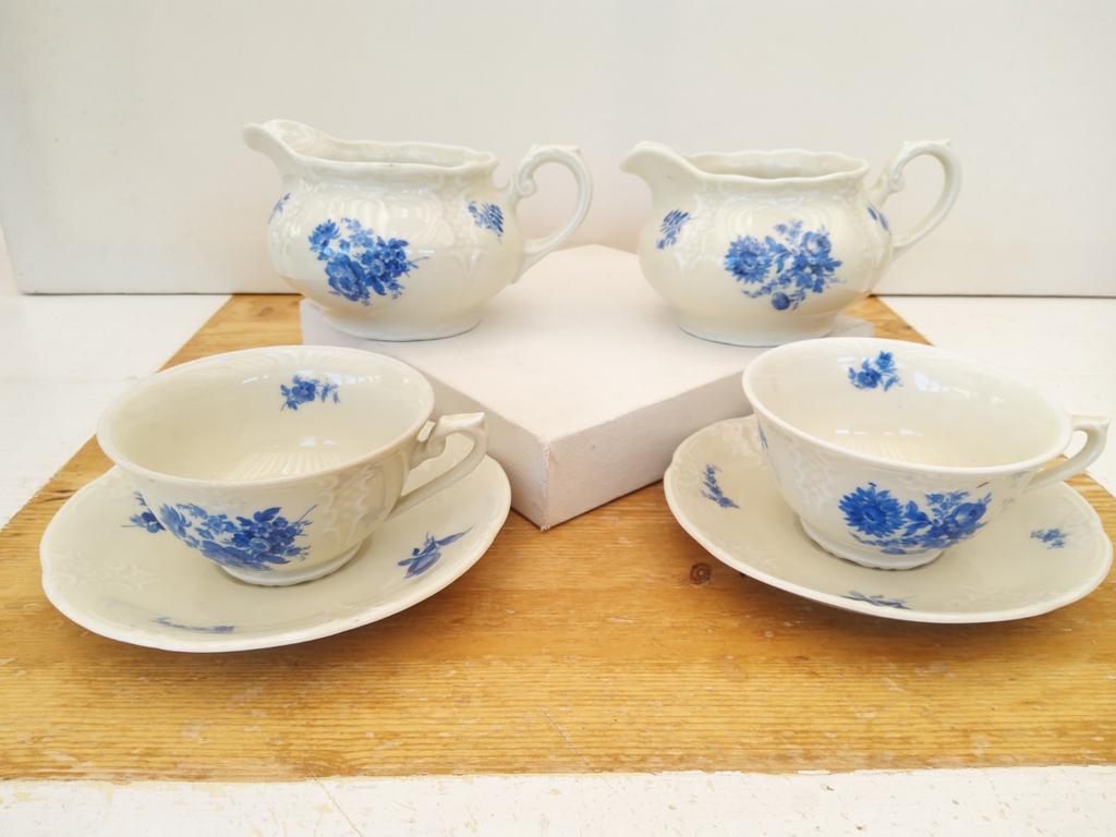 Mosa - 2 x Roomkannetje en 1 Kop en Schotel - Blauwe bloemen, Ophalen of Verzenden