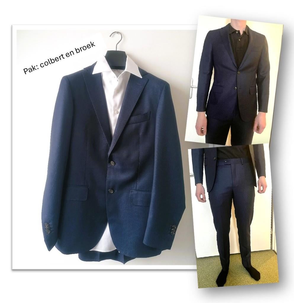 Suit Supply blauw net linnen look pak, maat 36-38, Blauw, Ophalen of Verzenden, Gedragen, Maat 46 (S) of kleiner