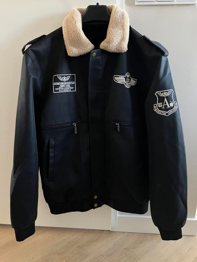 Pilotenjack bontkraag | Bomberjack | Zwart | L | New!! New!!, Ophalen, Maat 52/54 (L), Carnaval, Nieuw