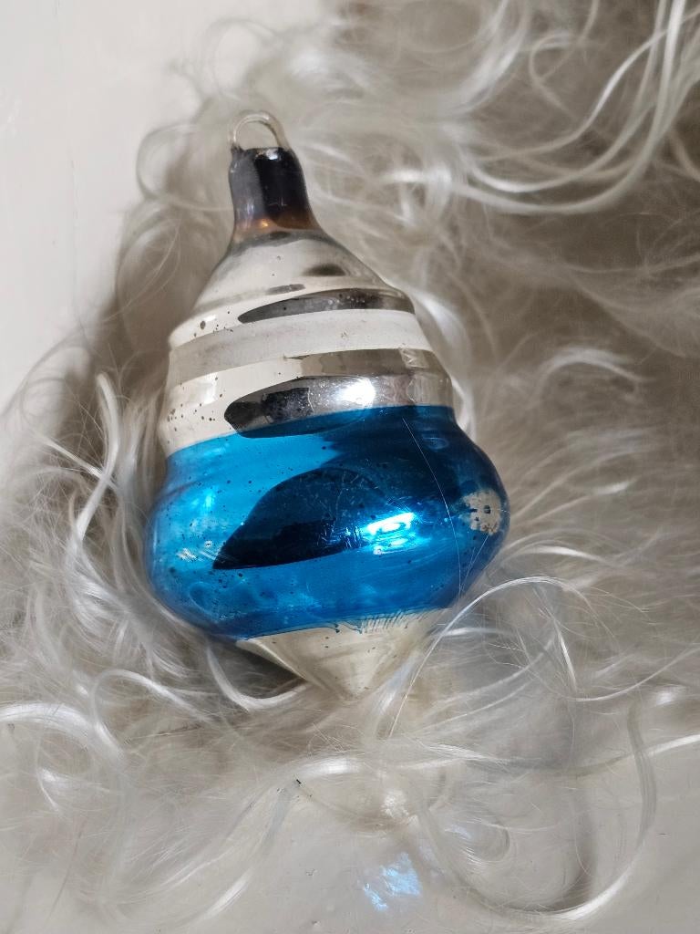 Oude Antieke AJEKO kerstbal / Tol Lampion blauw 19, Diversen, Kerst, Ophalen of Verzenden