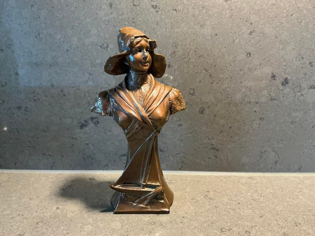 Oud Beeldje buste dame Art Nouveau klederdracht zeilboot, Ophalen of Verzenden