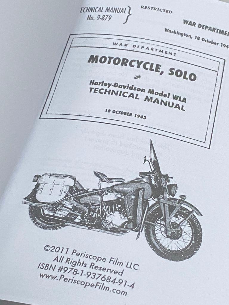 Motorcycle, Solo Harley-Davidson WLA Technical Manual - 1943, Ophalen of Verzenden, Harley-Davidson of Buell