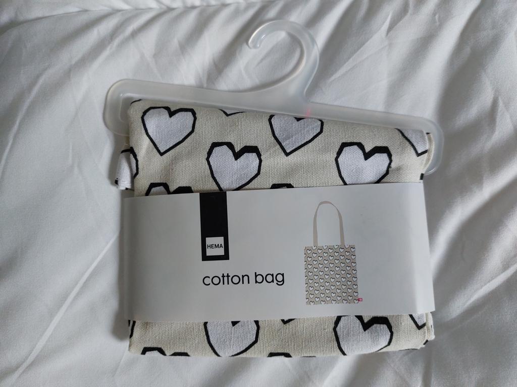NIEUW: katoenen tas hartjes Hema., Ophalen of Verzenden, Nieuw, Overige kleuren, Handtas