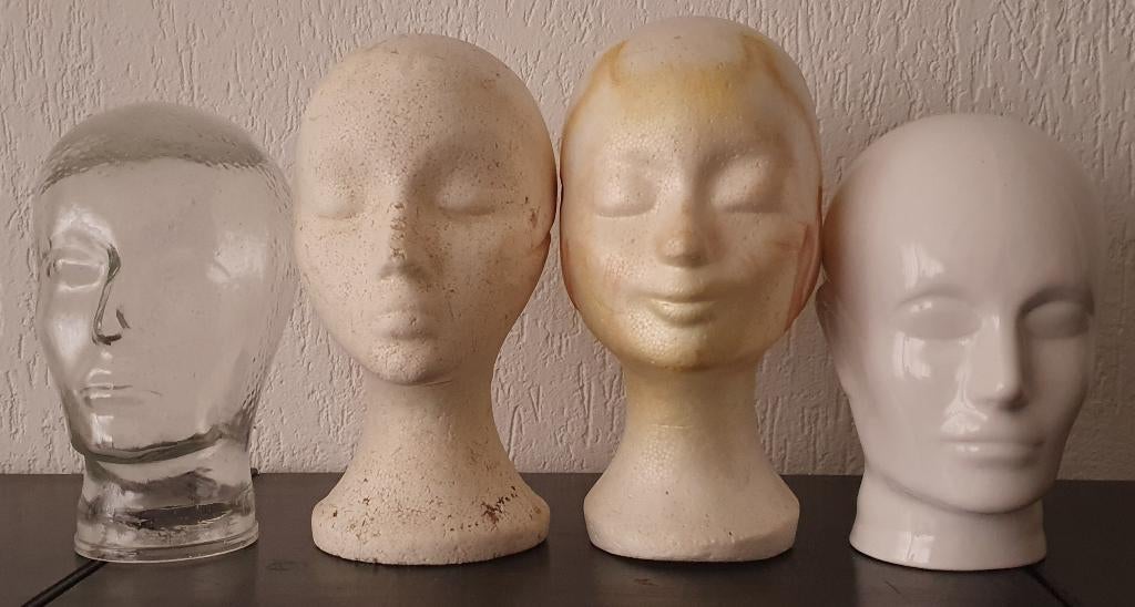 Mannequin etaleer etalage hoofd pruik pet helm koptelefoon, Antiek en Kunst, Ophalen