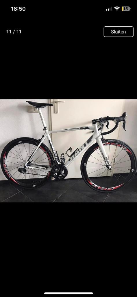 Giant TCR met full carbon hoge velg 4za cirrus pro 10 speed, Fietsen en Brommers, Carbon, Zo goed als nieuw, Meer dan 20 versnellingen