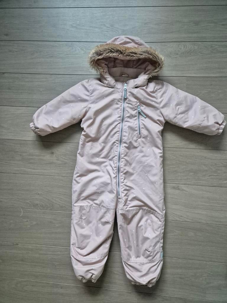 H&M skipak winterpak winterjas overall roze hartjes mt 98, Ophalen of Verzenden, Zo goed als nieuw, Meisje, Jas