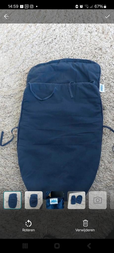 Voetenzak voor autostoel blauw Jollein, Ophalen of Verzenden, Zo goed als nieuw, Voetenzak