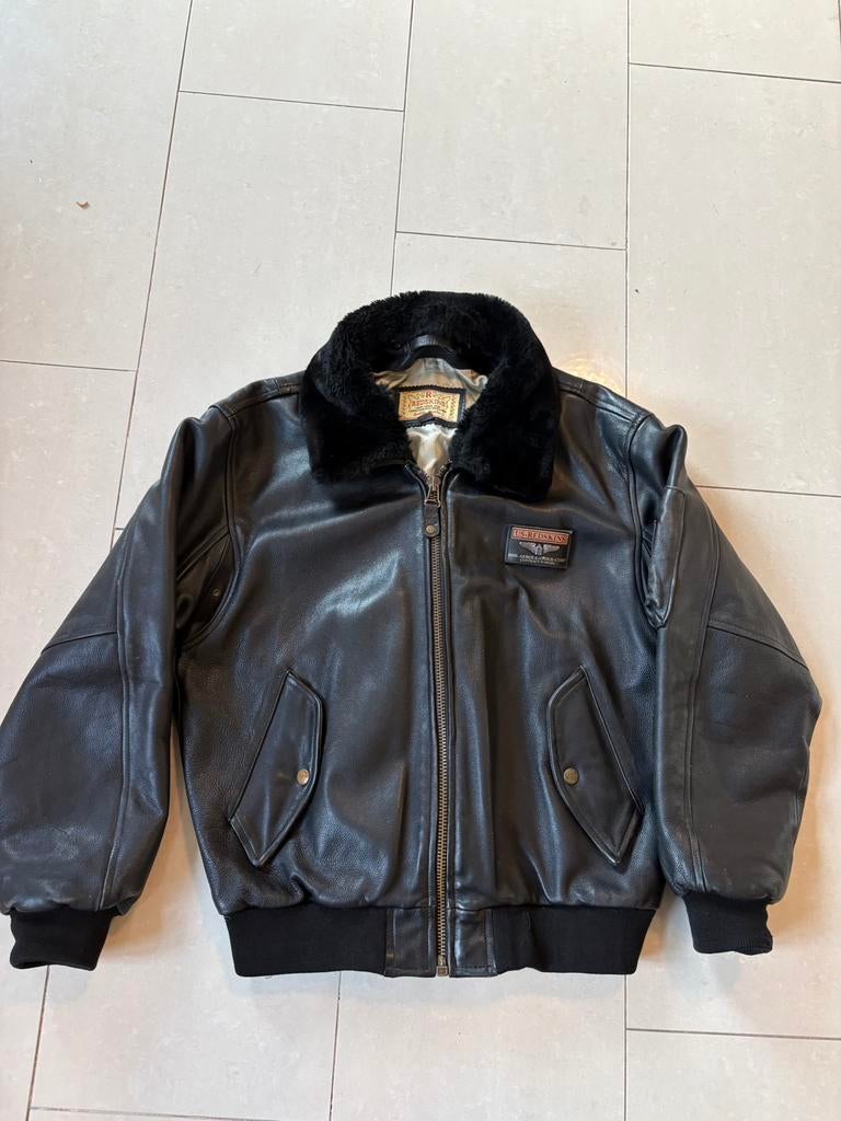 Redskins leren pilotenjas XL, Kleding | Heren, Ophalen of Verzenden, Zo goed als nieuw, Maat 56/58 (XL), Bruin