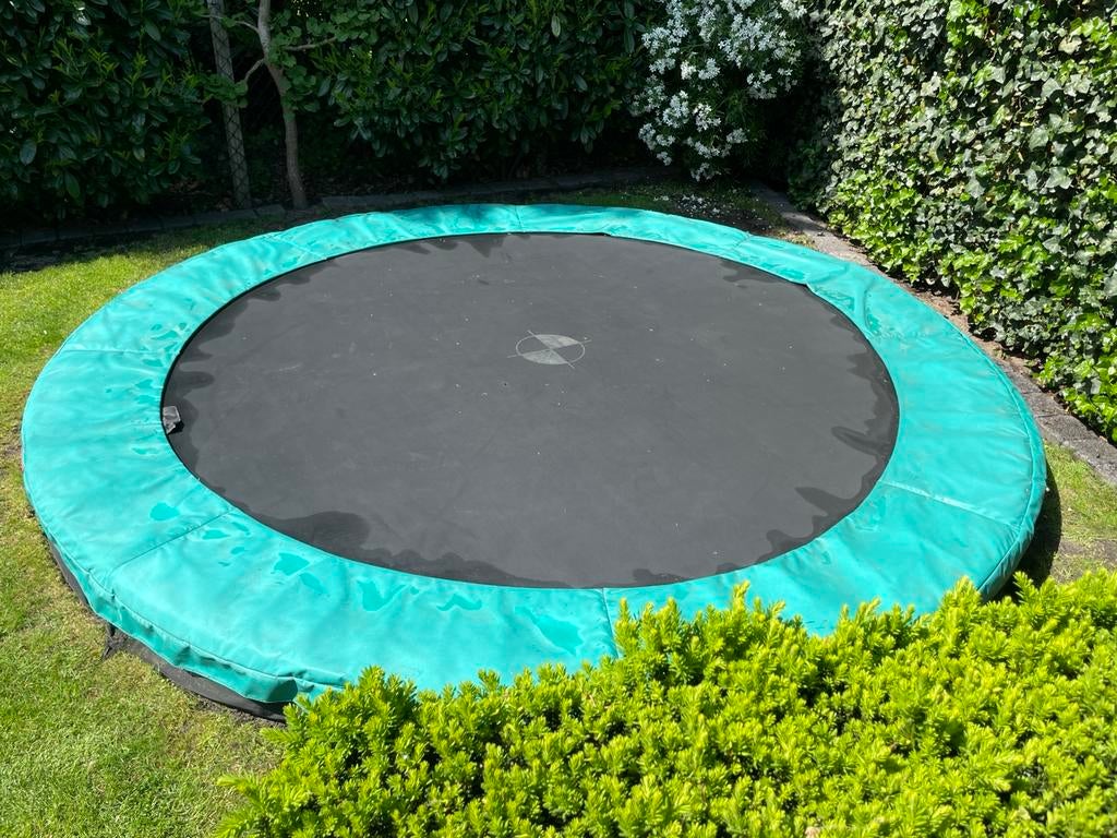 BERG trampoline FAVORIT InGround 330 cm GROEN rond model, Ophalen, Gebruikt